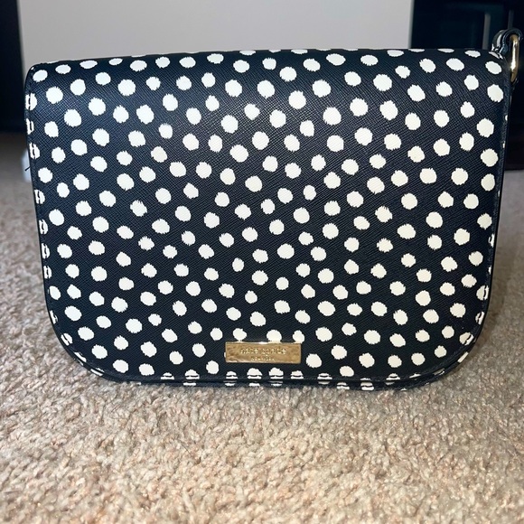 Kate Spade crossbody (large)- black with white polka dots - Picture 1 of 7